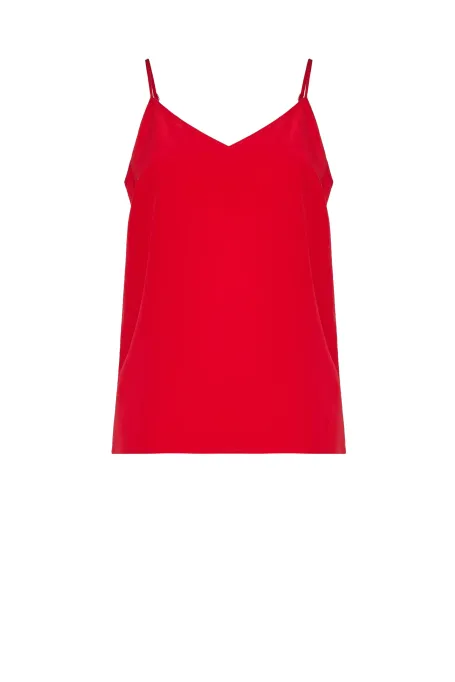 Červený hedvábný top na ramínkách