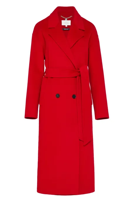 Červený dvouřadový kabát doubleface se hedvábím