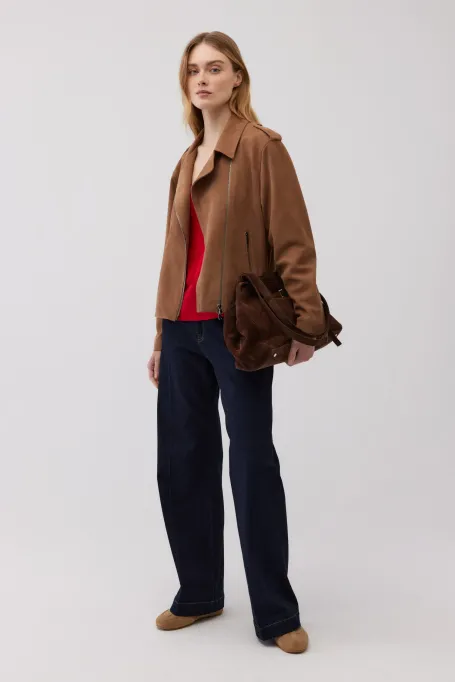 Camelová bunda z jemné kůže