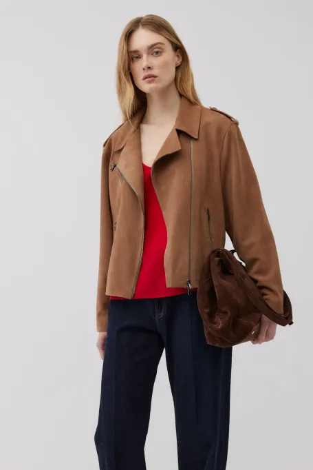 Camelová bunda z jemné kůže