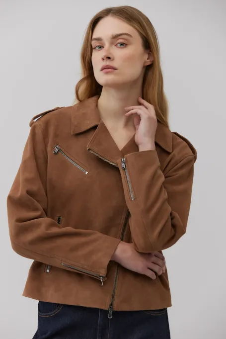Camelová bunda z jemné kůže