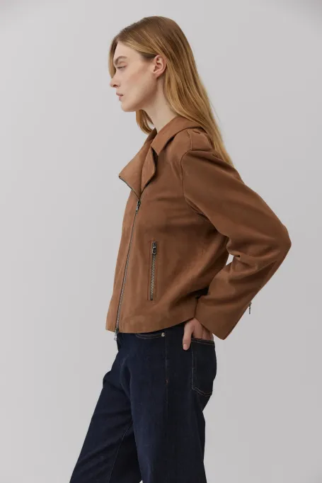 Camelová bunda z jemné kůže