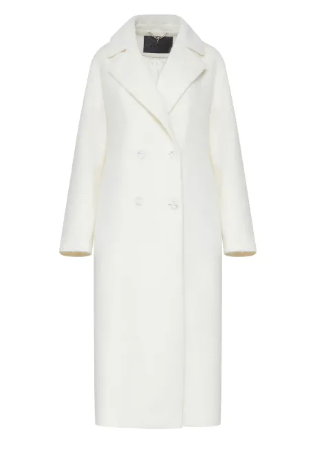 Bílý kabát z vlny alpaky a hedvábí