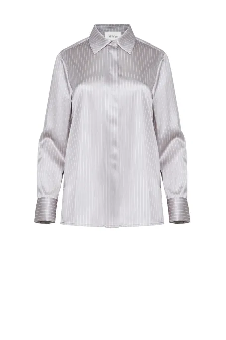 Volná košile s bílými pruhy z hedvábí