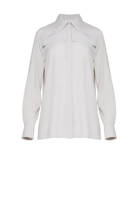 Bežová volná košile z hedvábí