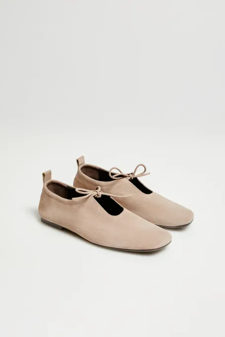 Beige baleríny z jemné kůže