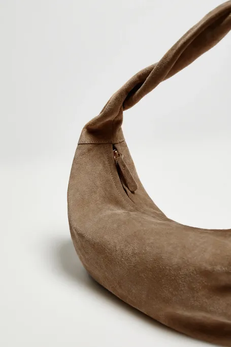 Bežová taška z přírodní semišové kůže