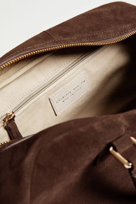 Hnědá taška z přírodní semišové kůže