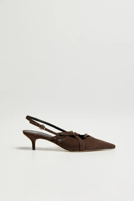 Cokoladové slingback boty z nubukové kůže