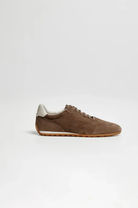 Hnědé retro tenisky z nubukové kůže