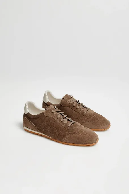 Hnědé retro tenisky z nubukové kůže