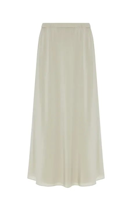 Jasnozelená midi sukně z hedvábí