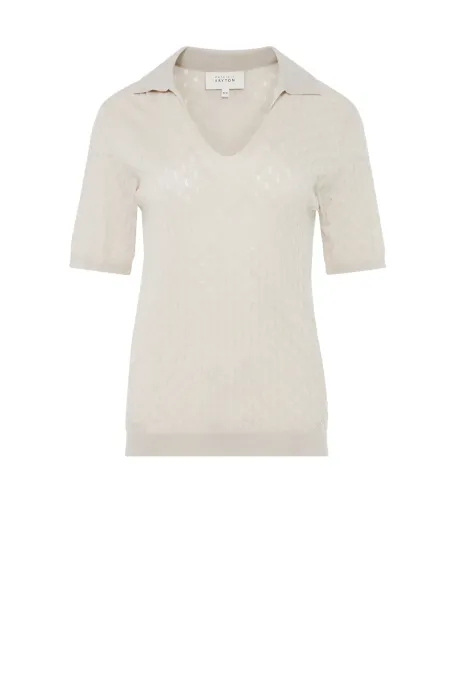 Bežová polo blůza z merino vlny