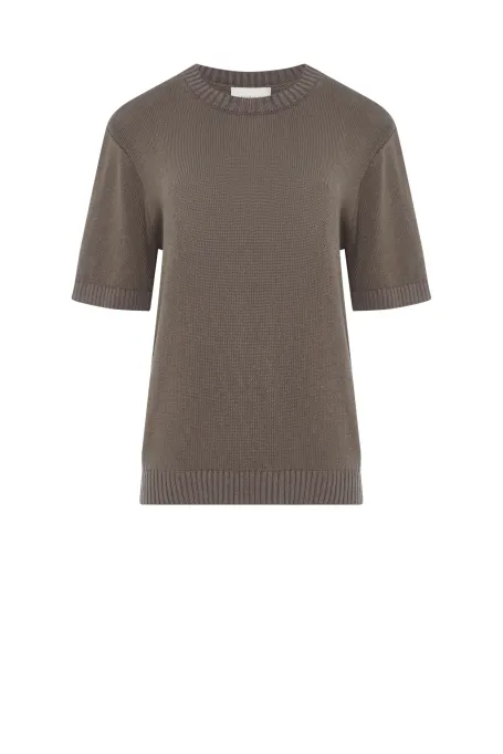 Hnědé tričko s lnem a bavlnou