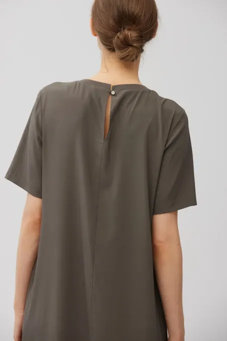 Hnědé midi šaty z hedvábí