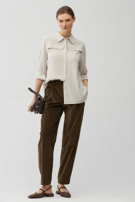 Volné hnědé manšestrové kalhoty