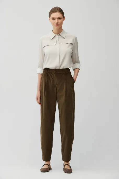 Volné hnědé manšestrové kalhoty