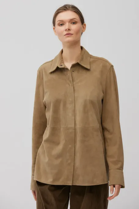Bežová košile z přírodní semišové kůže