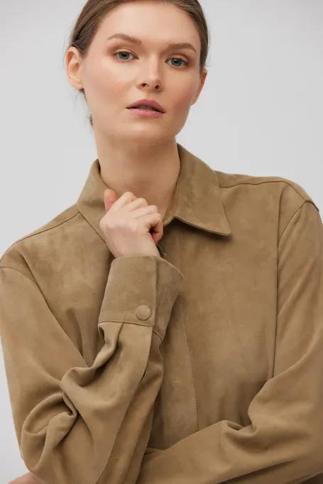 Bežová košile z přírodní semišové kůže