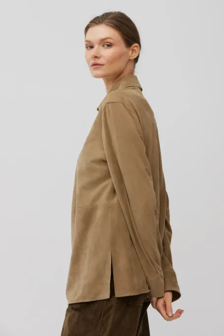 Bežová košile z přírodní semišové kůže