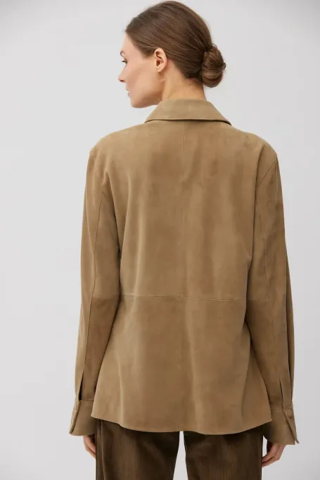 Bežová košile z přírodní semišové kůže