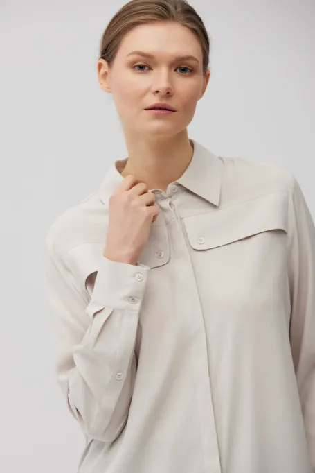 Bežová volná košile z hedvábí