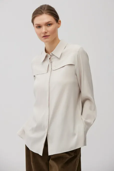 Bežová volná košile z hedvábí