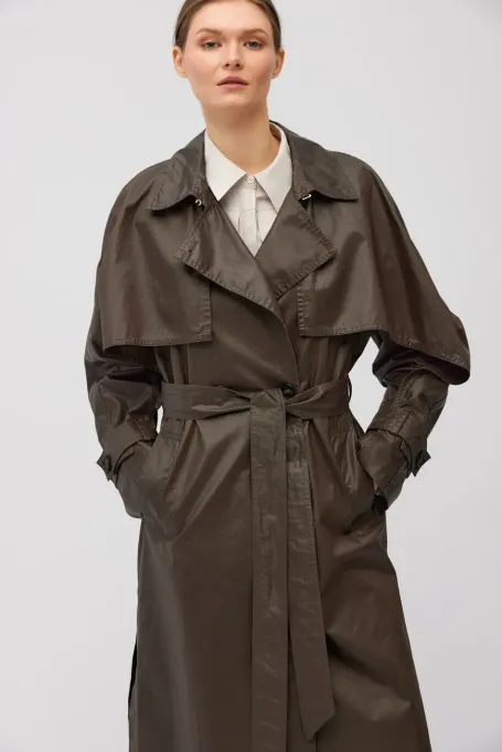 Dvouřadý trenčkot s páskem