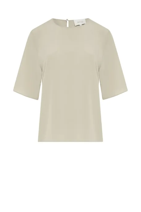 Jasnozelená blůza z hedvábí s krátkým rukávem