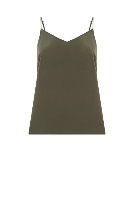 Zelený hedvábný top na ramínkách