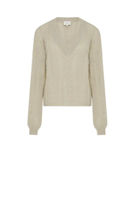 Jasnozelený volný svetr s alpakovou vlnou