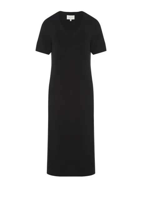 Černé pletené šaty s výstřihem do V