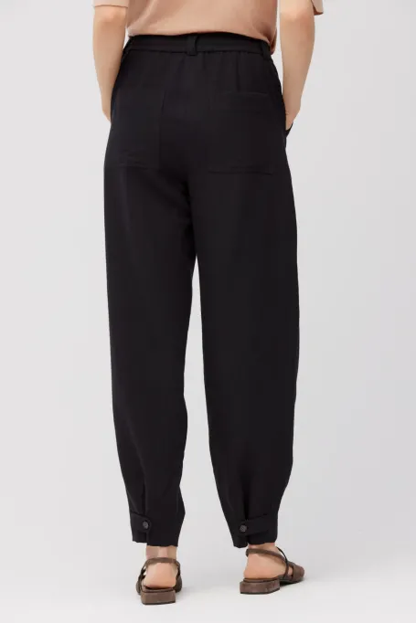 Černé kalhoty s vlnou a lnem