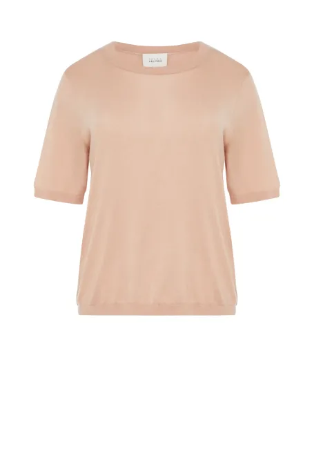 Pudrově růžové tričko s kašmírem a lyocellem