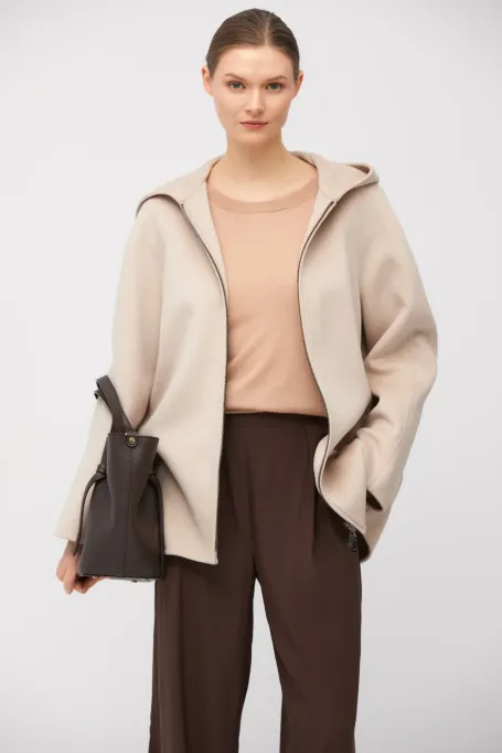 Pudrově růžové tričko s kašmírem a lyocellem