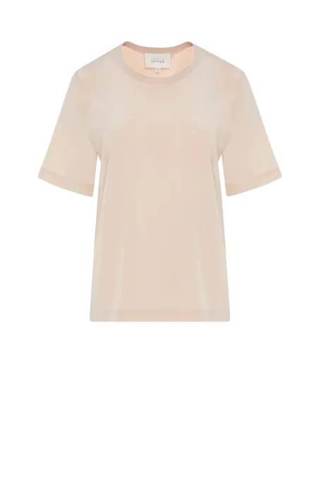 Jedwabná blůza v pudrově růžové barvě Brigitte