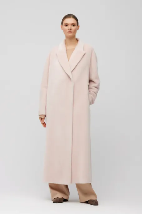Dwurzędowy prosty płaszcz z baby suri alpaki