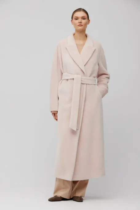 Dwurzędowy prosty płaszcz z baby suri alpaki