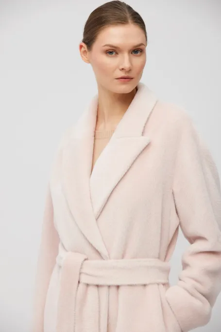 Dwurzędowy prosty płaszcz z baby suri alpaki