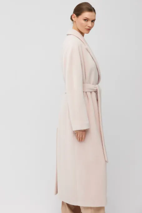 Dwurzędowy prosty płaszcz z baby suri alpaki