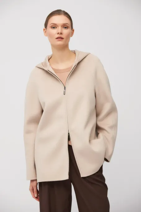 Kurtka z tkaniny doubleface z vlnou a hedvábím