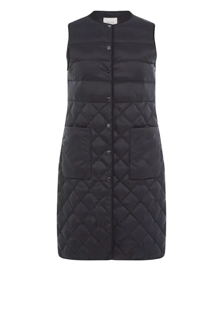 Černá dlouhá péřová vesta