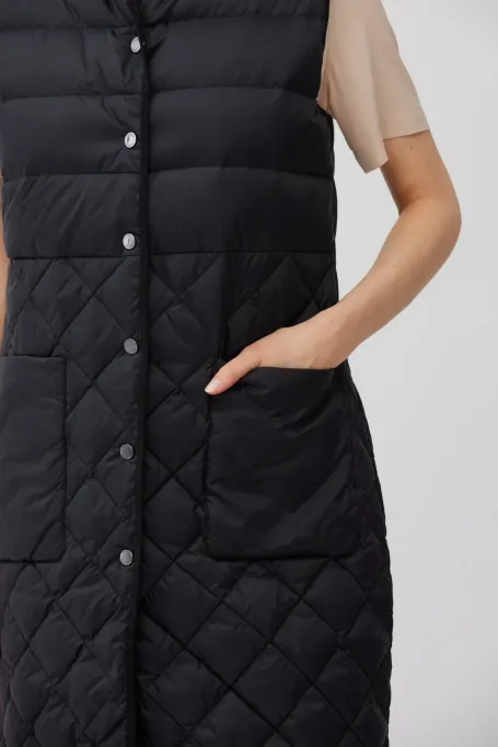 Černá dlouhá péřová vesta