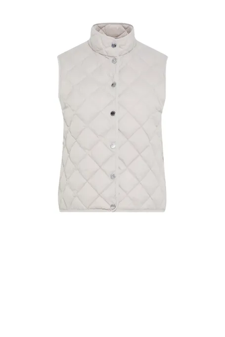 Krátká béžová péřová vesta