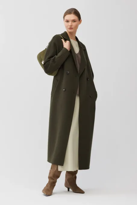 Tmavozelený kabát z hedvábí doubleface