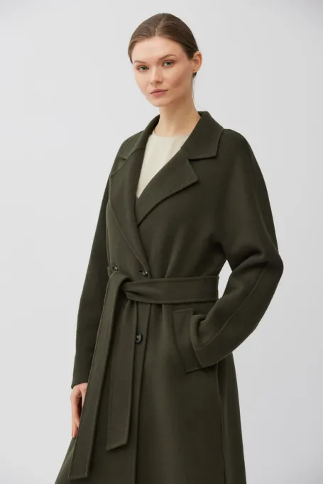 Tmavozelený kabát z hedvábí doubleface