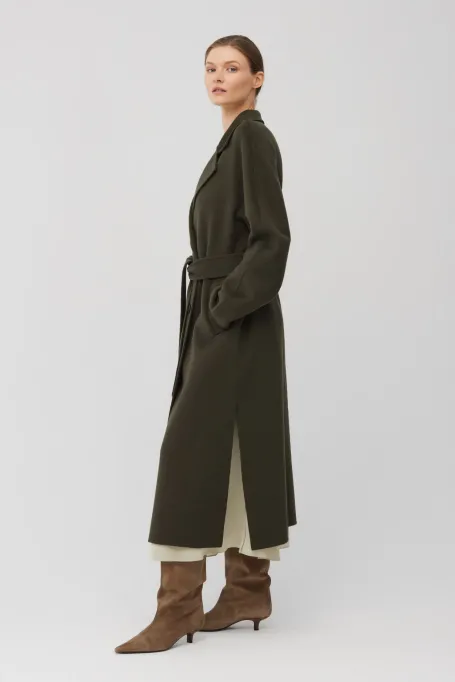 Tmavozelený kabát z hedvábí doubleface