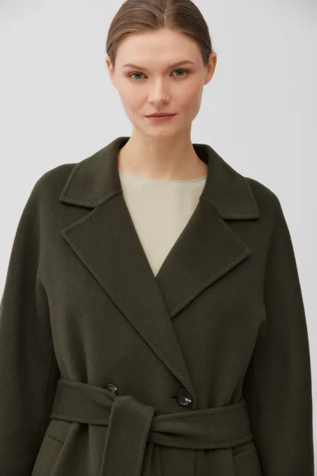 Tmavozelený kabát z hedvábí doubleface