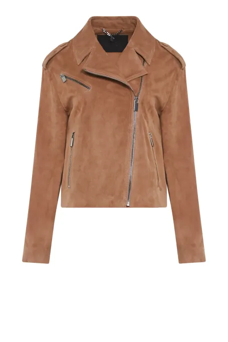 Camelová bunda z jemné kůže