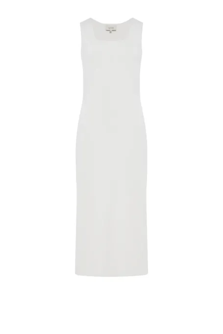 Bílá midi šaty s čtvercovým výstřihem